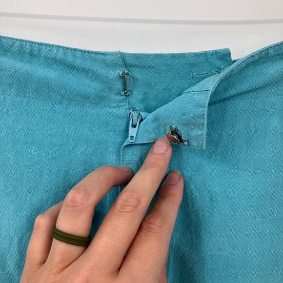 Vintage Easy Spirit Blue Silk Linen Blend Zip Lightweight Pockets Pencil Skirt - Picture 7 of 9